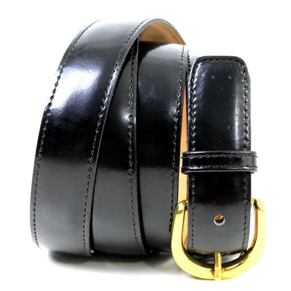 USA STITCHED BLACK GENUINE LEATHER 1 1/8"Wd CASUAL DRESS MEN'S BELT Sz 52 (66M - Picture 1 of 11